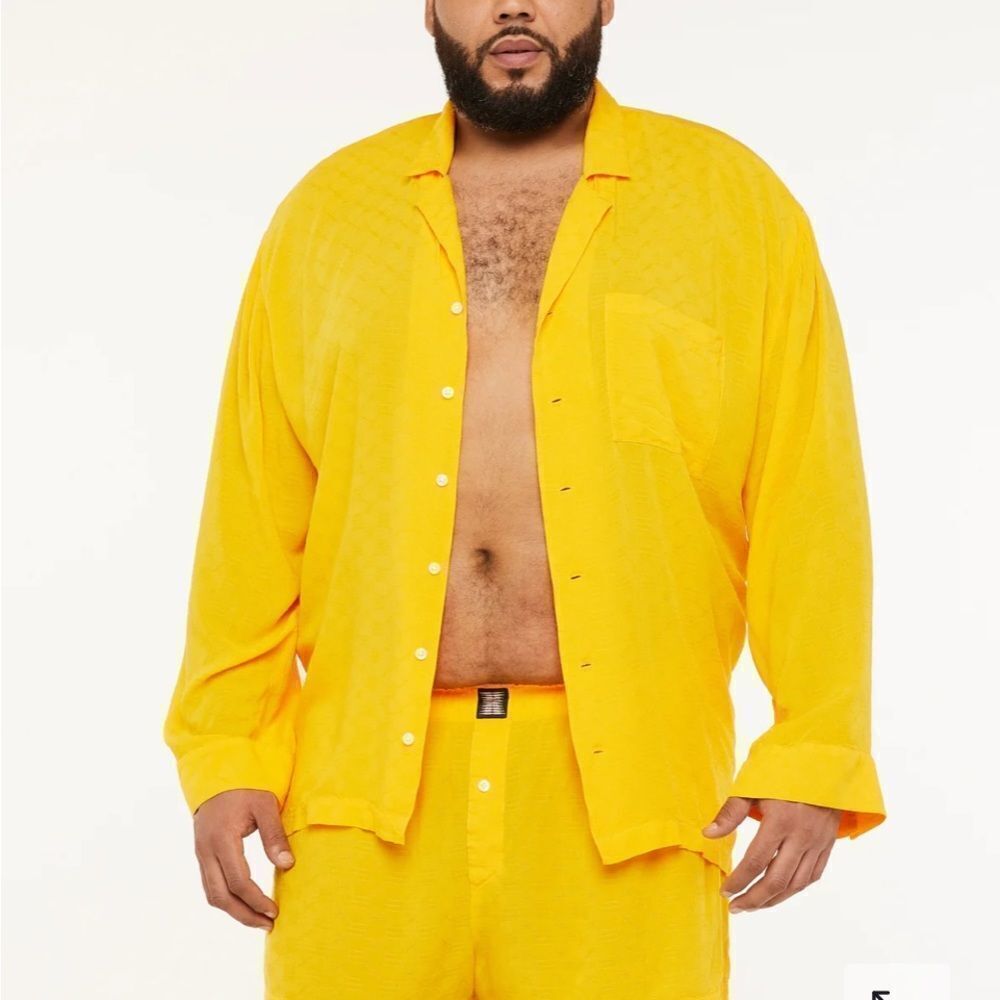 Savage Fenty Monogram Voile Sleep Shirt Yellow Honeycomb Sleepwear S NWT